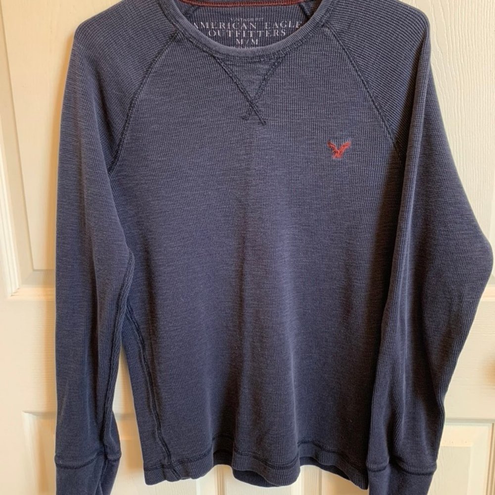 American Eagle Outfitters Navy Blue Thermal Shirt Size Medium